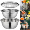 3 In 1 Stainless Steel Drain Basket Vegetable Cutter